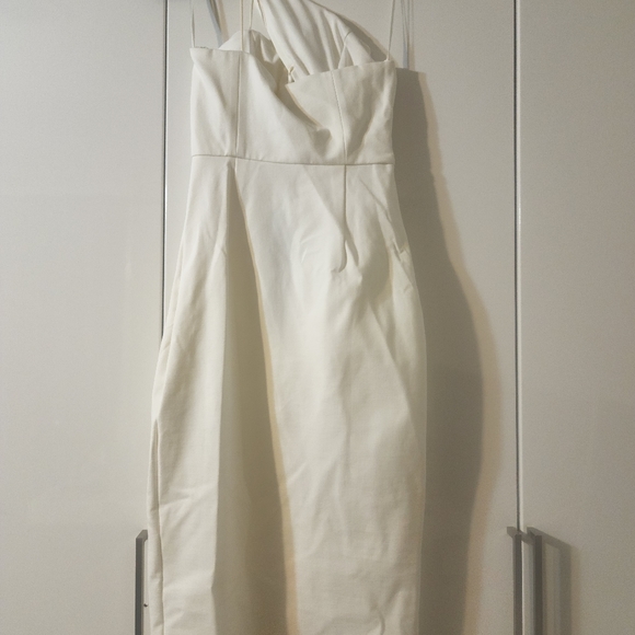 NWT AQ/AQ Pembroke Asymmetrical Cut-Out Midi Sheath Dress, Size 4, White - Picture 4 of 4